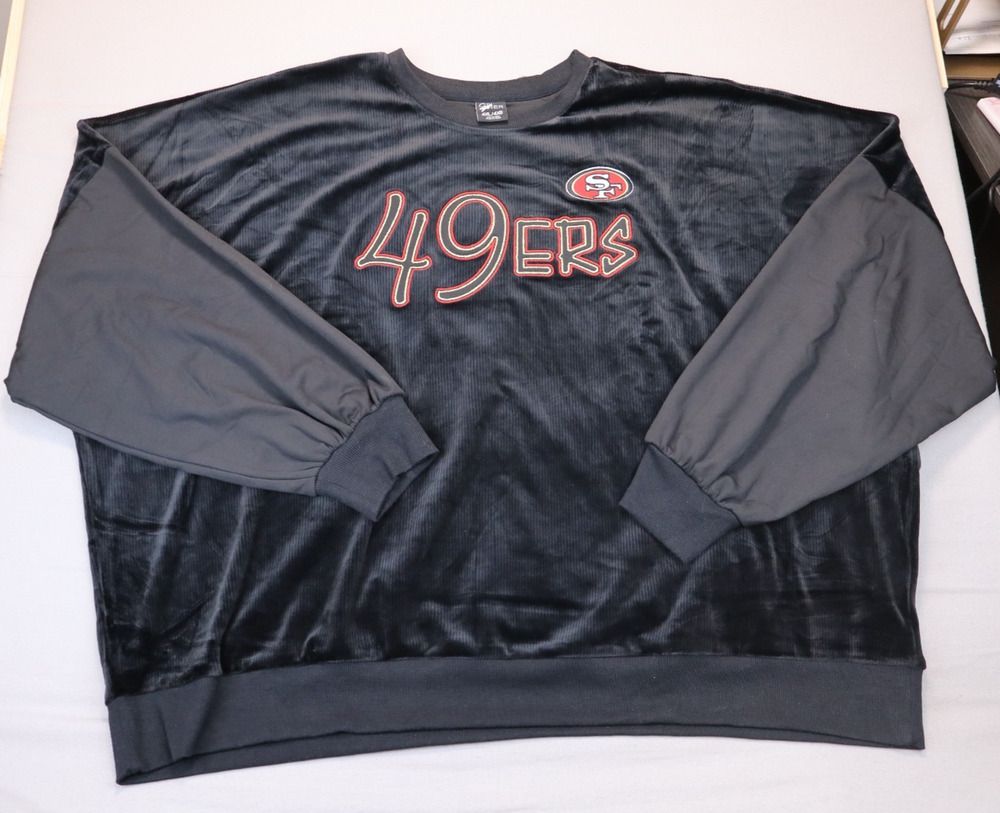 NEW NFL Team Apparel SF San Francisco 49ers Men's Black Velour Sweatshirt 4XL